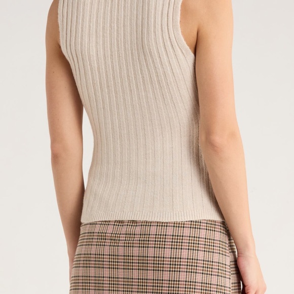 French Connection Cream Ribbed Tank Top - Picture 4 of 5